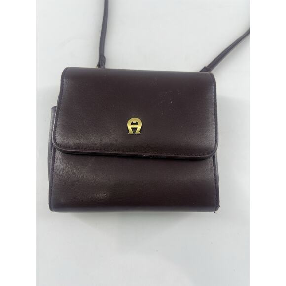 Vintage Etienne Aigner Crossbody Shoulder Bag Brown Leather Antique Brass Small - Picture 2 of 11